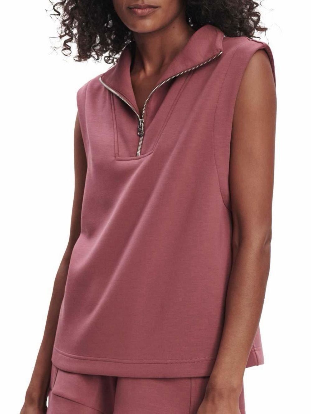 Medium varley magnolia half zip tank top sleeveless rhubarb Sleeveless Rose